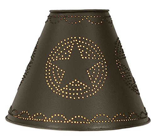 CTW 4" x 10" x 8" Punched Tin Star Lamp Shade in Rustic Brown