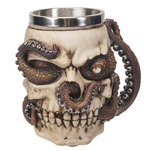 Pacific Trading SUMMIT COLLECTION Kraken Skull Mug 16 fl oz Beer Tankard Coffee Mug 5 inch Tall Octopus Tentacle Handles