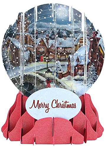 Up With Paper Pop-Up Holiday Snow Globe Greeting Card - Midnight Village