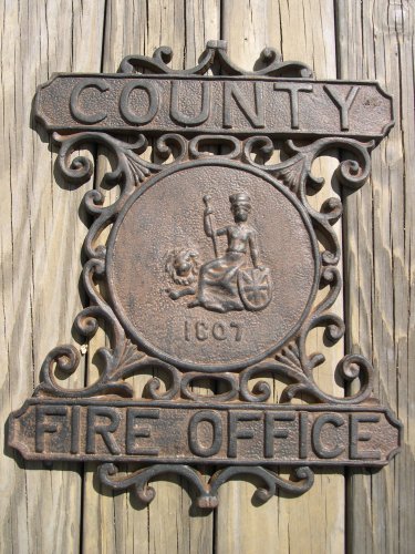 Upper Deck Antique Style Cast Iron COUNTY FIRE OFFICE Plaque