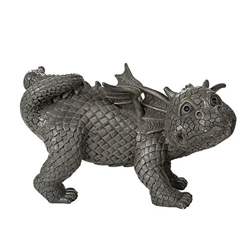 Pacific Trading Giftware Garden Dragon Peeing Dragon Decorative Garden Accent Sculpture Stone Finish 10 Inch Tall
