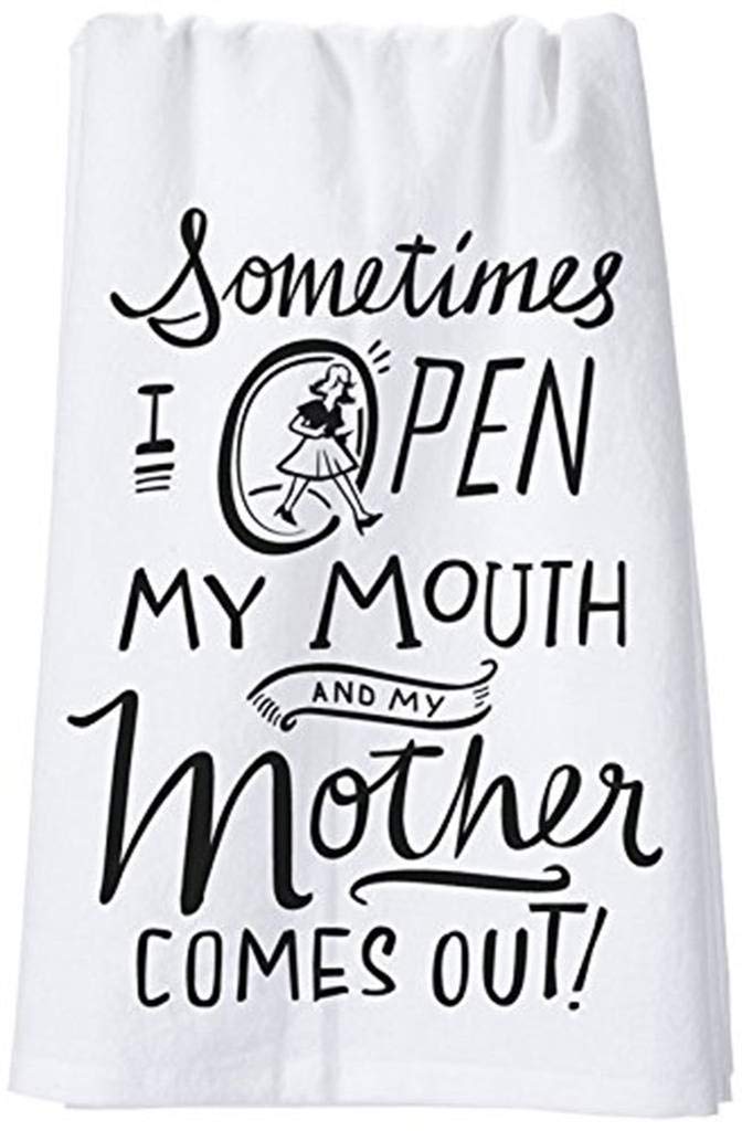 Primitives by Kathy 26949 LOL Made You Smile Dish Towel, 28" x 28", Open My Mouth
