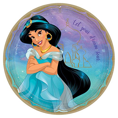 Amscan "Disney Princess" Jasmine Round Party Paper Plates 9", 8 Ct.