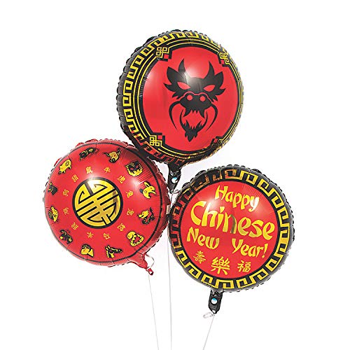 Fun Express - Chinese New Year Mylar Balloon Set (3pc) for Chinese New Year - Party Decor - Balloons - Mylar Balloons - Chinese New Year - 3 Pieces
