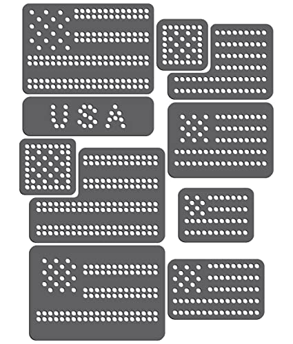 Rhinestone Genie American Flags 2" to 4" Magnetic Rhinestone Template, Black