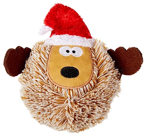 Pet Lou 19144 Christmas EZ Squeaky Reindeer Ball, 4-inches