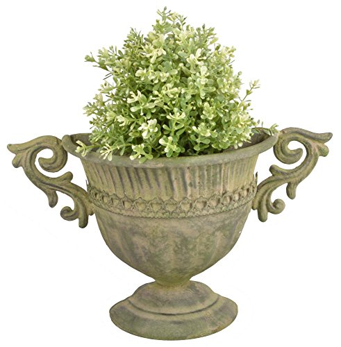 Esschert Design AM71 Aged Metal Wall Urn, Green