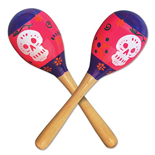 Beistle Day of The Dead Theme Maracas, 8", Multicolored