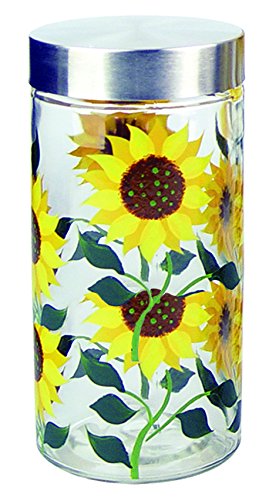 Grant Howard Sunflower Hand Painted Glass Storage Jar, 75 oz, Multicolor