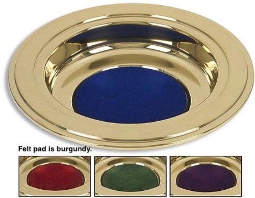 Christian Brands Brass Tone Offering Plates (Burgundy Felt Pad)