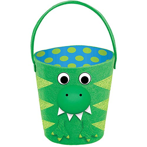 amscan Dinosaur Easter Basket | 13" x 7" Dia | Green | 1 Pc.