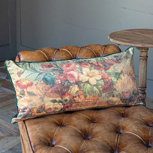 Park Hill Collection EXN00898 Velvet Floral Bolster Pillow, 30-inch Length