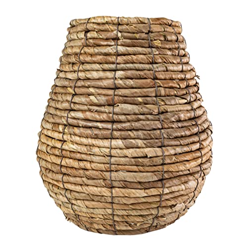 Foreside Home & Garden Natural Woven Vase Banana Leaf & Metal