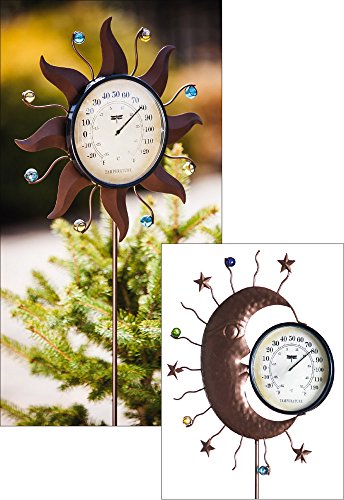 Evergreen Flag Beautiful Moon and Stars Thermometer Garden Stake - 46 x 1 x 12.5 Inches Homegoods and Decorations for Every Space