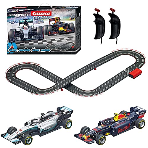 Carrera GO!!! 63506 Champions Battery Operated 1:43 Scale Slot Car Racing Toy Track Set Featuring 2 F1 Style Race Cars for Kids Ages 5 Years and Up