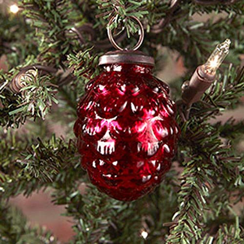 The Country House Collection 89518 Red Pine Cone Mercury Hanging Ornament, 2-inch Height