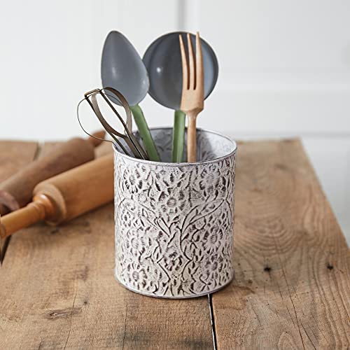 CTW Home Collection 370678 Wildflowers Stamped Metal Utensil Holder, 6.75-inch Height