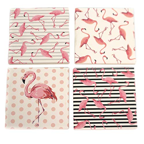 Carson Graphic Flamingo Square House Coaster Set
