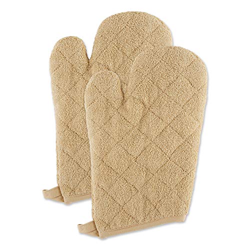 DII Design Basic Terry Collection 100% Cotton Quilted, Oven Mitt, Pebble, 2 Piece