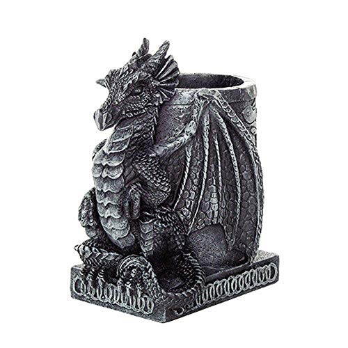 Pacific Trading Giftware PTC 4.5 Inch Medieval Dragon Statue Figurine Desk Top Utility Holder
