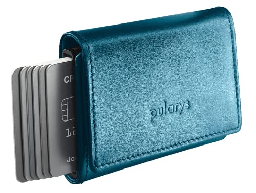 PULARYS Mini Wallet BOSTON - Multifunckion Credit Card Case - Italian Leather - RFID blocking - Size: 7.5 x 9.5 x 2.5 cm - Space for up to 10 Cards - Snap Fastener - Classic Design
