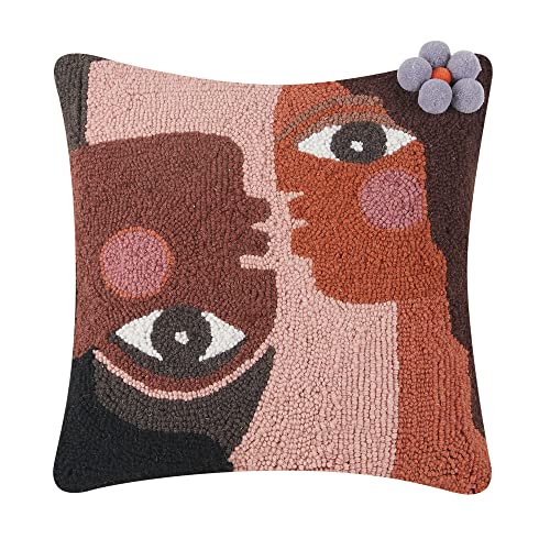 Peking Handicraft Together with Pom Poms Polyfill Hook Throw Pillow, Multicolor, Home Decoration