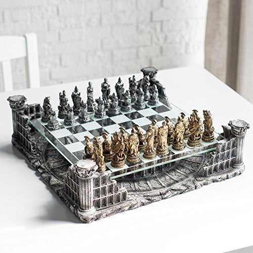 CHH 16.25" Roman Gladiators 3D Chess Set, Bronze & Silver Color