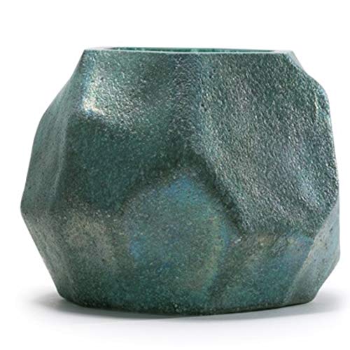 Dynasty Gallery 5" Art Glass Glisten + Glass Votive Candle Holder Geometric Patina Copper