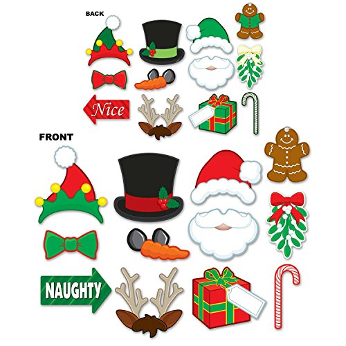 Beistle 20166 Assorted Christmas Themed Photo Booth Fun Signs, Multicolor, 6" - 9.75", 12 Ct.