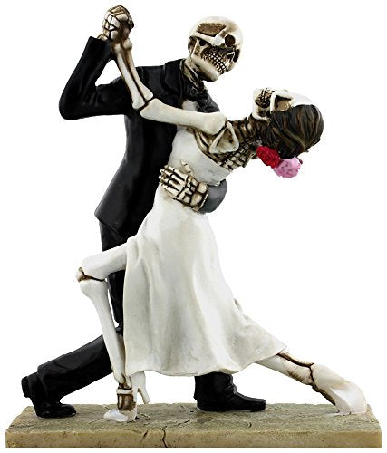 Pacific Trading YTC Skeleton Face Wedding Couple in Dancing Position Statue Figurine