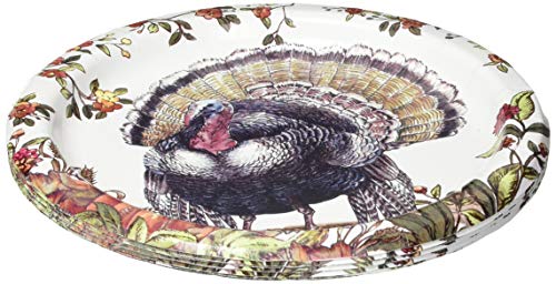 Unique Industries Plaid Turkey Round Dessert Plates - 8 Pcs