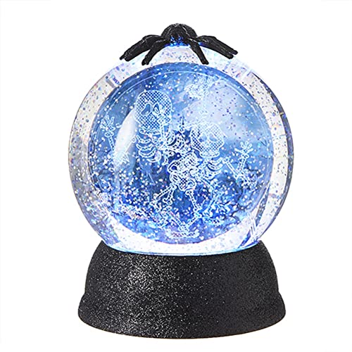 RAZ Imports 2022 Holiday Water Lanterns 6.25" Halloween Skeleton Water Swirling Glitter Globe