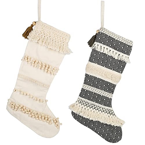 Ganz MX181861 Christmas Stockings, 17-inch Height, Cotton and Wood, Set of 2