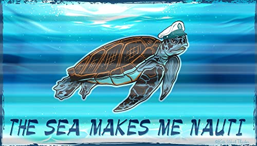 Great Finds Horizontal Tin Sign, The Sea Makes me Nauti, 9.25 inch-Height