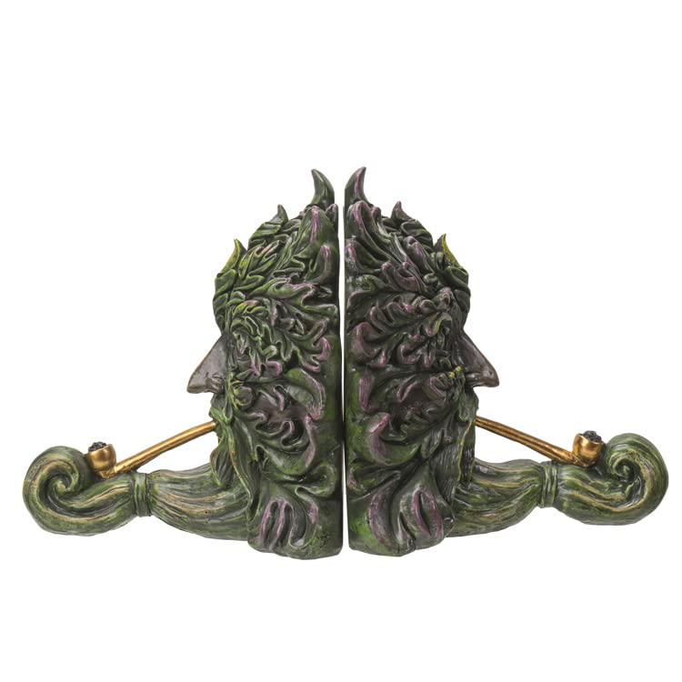 Pacific Trading Giftware Greenman Bookend Set, 7.87-inch Height, Resin, Multicolor, Home D√©cor, Tabletop D√©cor, Halloween