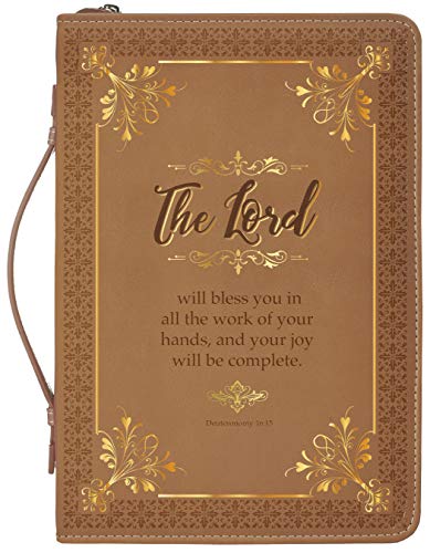 Divinity The Lord Bless You Deuteronomy Brown and Gold Medium Faux Leather Bible Cover