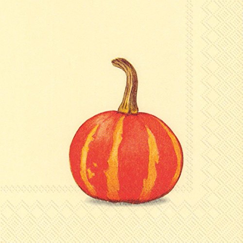 Boston International IHR 3-Ply Paper Napkins, 20-Count Cocktail Size, Pumpkin Party - Cream