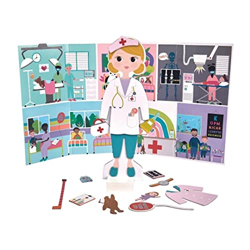 Floss & Rock 44P6442 Florence Wooden Magnetic Dress Up Doll, 9.25-inch Height