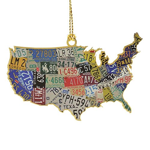 Beacon Design ChemArt USA License Plate Map Ornament