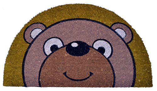 Imports D‚àö¬©cor Half Round Bear Vinyl Backed Coir Doormat, 30 by 18 by 1/2-Inch