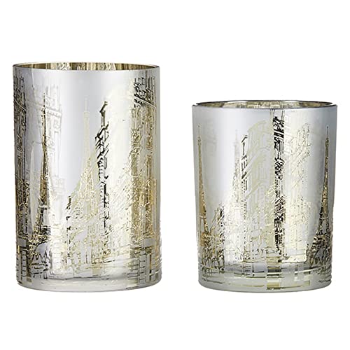 RAZ Imports 2022 City of Lights 5.75" Etched Eiffel Tower Decorative Mercury Glass, Set of 2