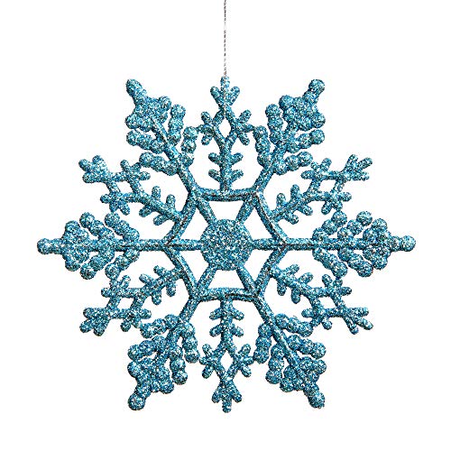 Vickerman Plastic Glitter Snowflake, 4-Inch, Turquoise, 24 Per Box