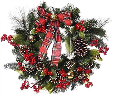 Transpac G5844 Plaid Ribbon Wreath, 24-inch Diameter