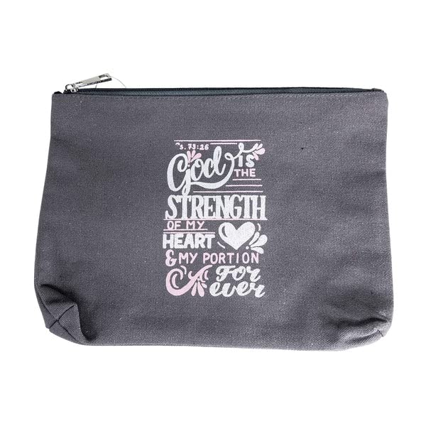 Divinity Boutique God is the Strength Cosmetic Bag, Grey