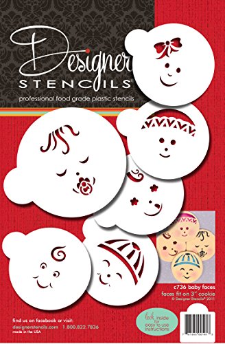 Designer Stencils Baby Faces Cookie Stencil, Fits 3" circle, Beige/Semi-Transparent