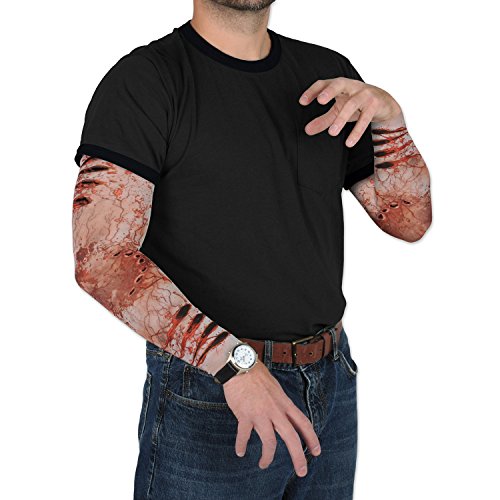 Beistle Zombie Bite Party Sleeves 1 Pair Halloween Wearing Apparel, Costume Accessory, One Size, Red/Black/Tan