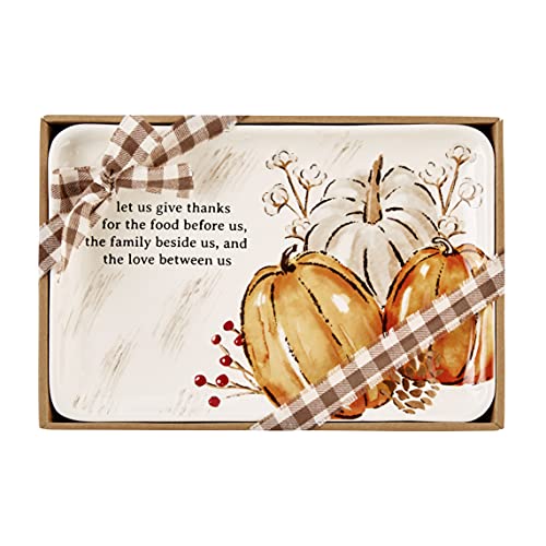 Mud Pie Give Thanks Pumpkin Tray, 10 1/2-inch