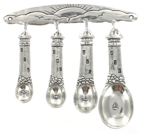 Basic Spirit Pewter Measuring Spoons with Rack, Lighthouse (SP-25)