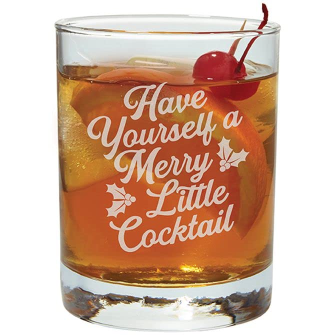 Carson Home Merry Little Cocktail Rocks Glass, 4.25-inch Height, 12 oz