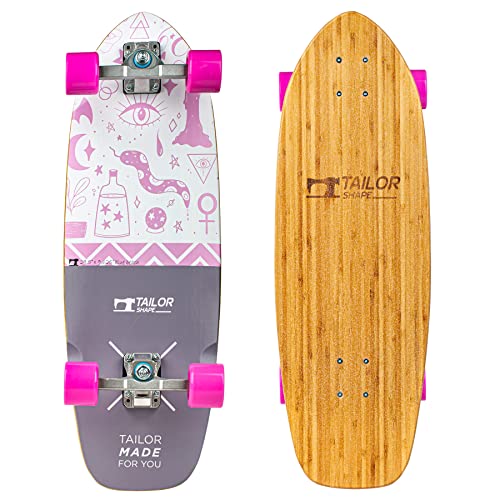 TailorShape Blue Beach Surf Skateboard | 29.5" Bamboo and Canadian Maple SurfSkate Surf Trainer, for Cruising and Carving (29.5" Blue Beach, Bamaboo)